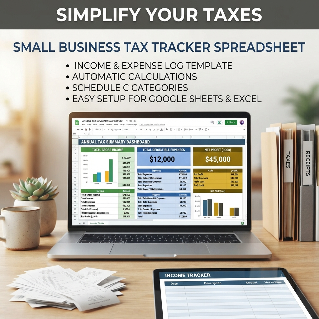 Small Business Tax Tracker Spreadsheet | Income & Expense Log Template