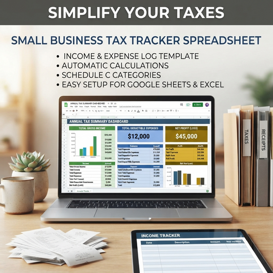 Small Business Tax Tracker Spreadsheet | Income & Expense Log Template